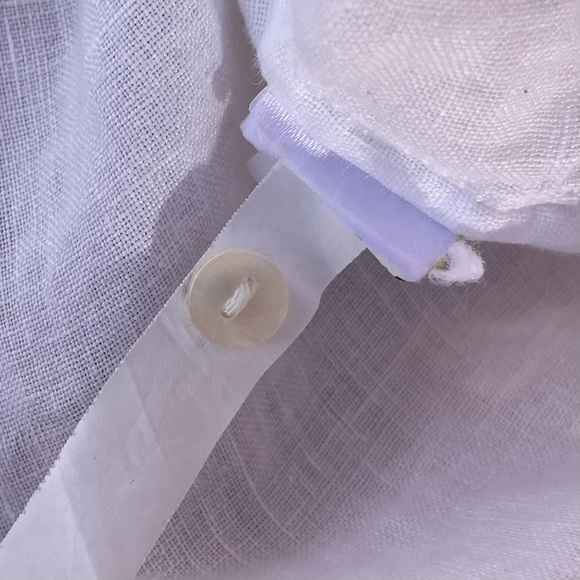 Marks & Spencer White Linen Popover Bibbed Shirt Top Blouse Medium 3/4 Sleeve - Picture 7 of 9